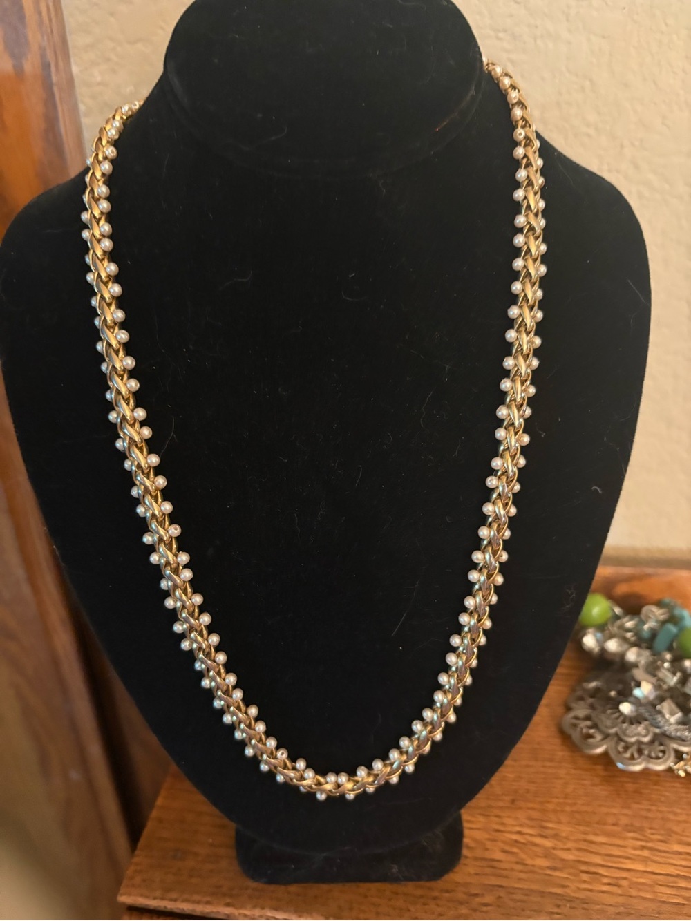Vintage Richelieu Faux Seed Pearl Gold-Tone 18 inch signed Necklace